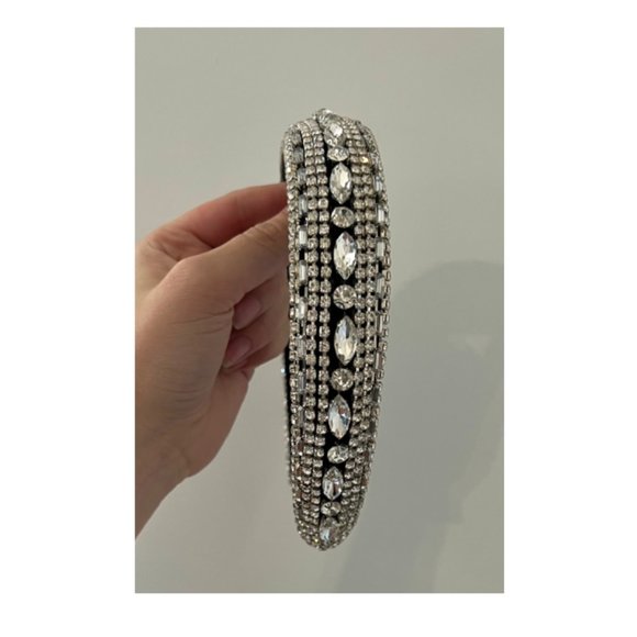 SHASHI Empress Bejeweled Crystal Headband with black velvet main image 5